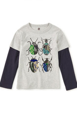 Tea Collection British Beetles Layered Tee Med Heather Grey