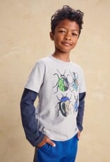 Tea Collection British Beetles Layered Tee Med Heather Grey