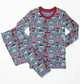 Kickee Pants Print Long Sleeve Pajama Set - Moonlight Christmas Cars and Trucks