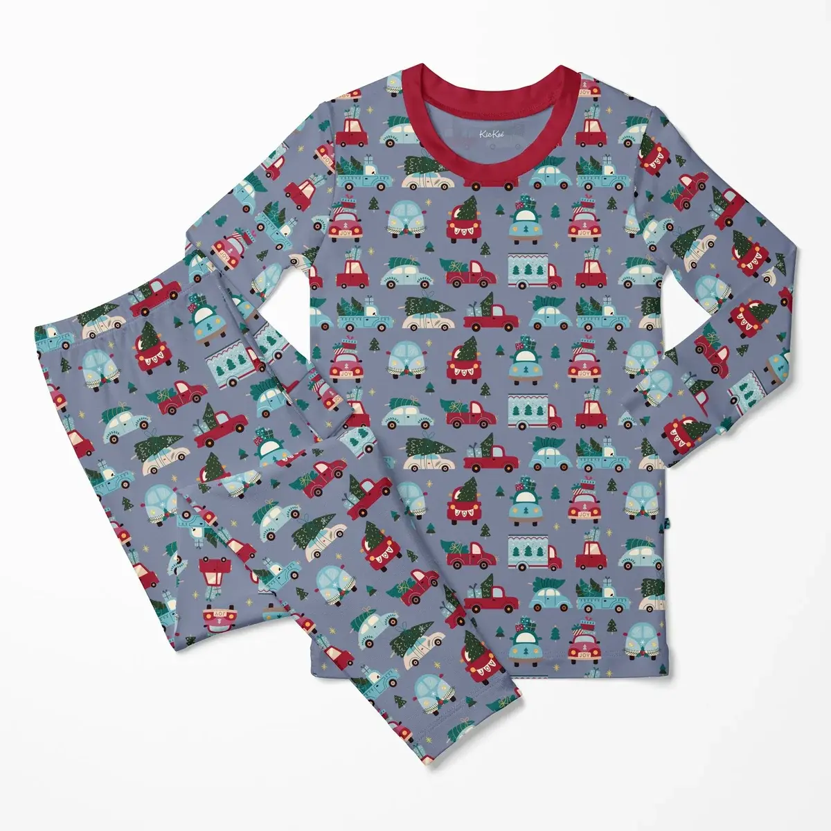 Kickee Pants Print Long Sleeve Pajama Set - Moonlight Christmas Cars and Trucks