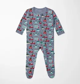 Kickee Pants Print Footie with 2 Way Zipper - Moonlight Christmas Cars and Trucks