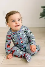 Kickee Pants Print Footie with 2 Way Zipper - Moonlight Christmas Cars and Trucks