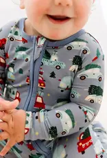 Kickee Pants Print Footie with 2 Way Zipper - Moonlight Christmas Cars and Trucks