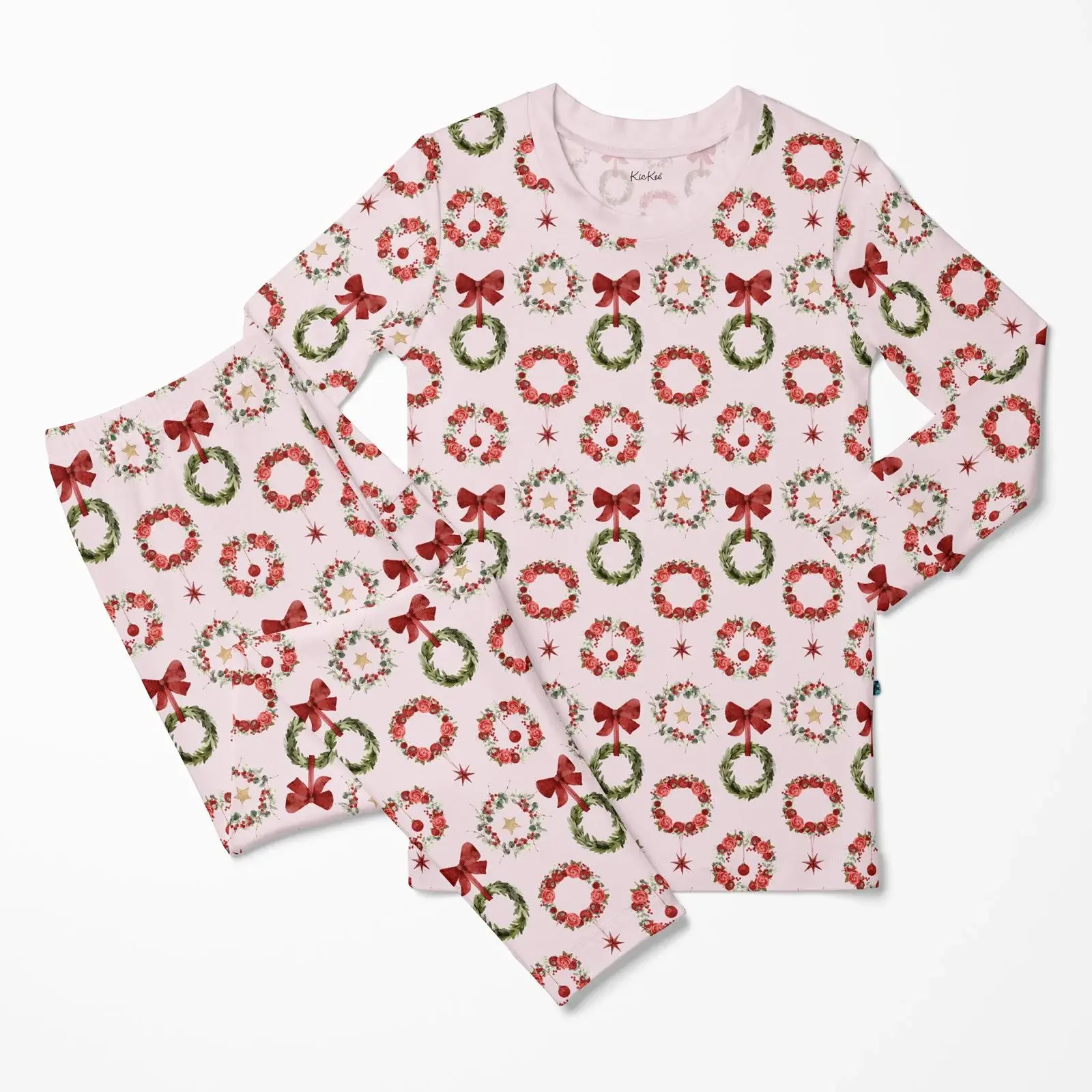 Kickee Pants Print Long Sleeve Pajama Set - Shrinking Violet Wreath