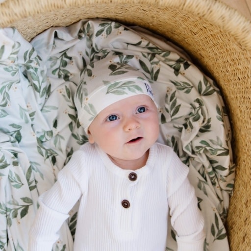 Copper Pearl KNIT SWADDLE BLANKET - FERN