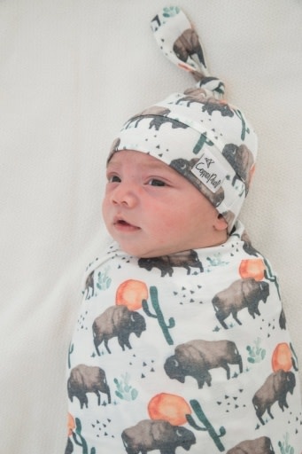 Copper Pearl TOP KNOT HAT - BISON