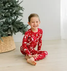 Kickee Pants Print Long Sleeve Pajama Set - Crimson Polar Bear