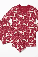Kickee Pants Print Long Sleeve Pajama Set - Crimson Polar Bear
