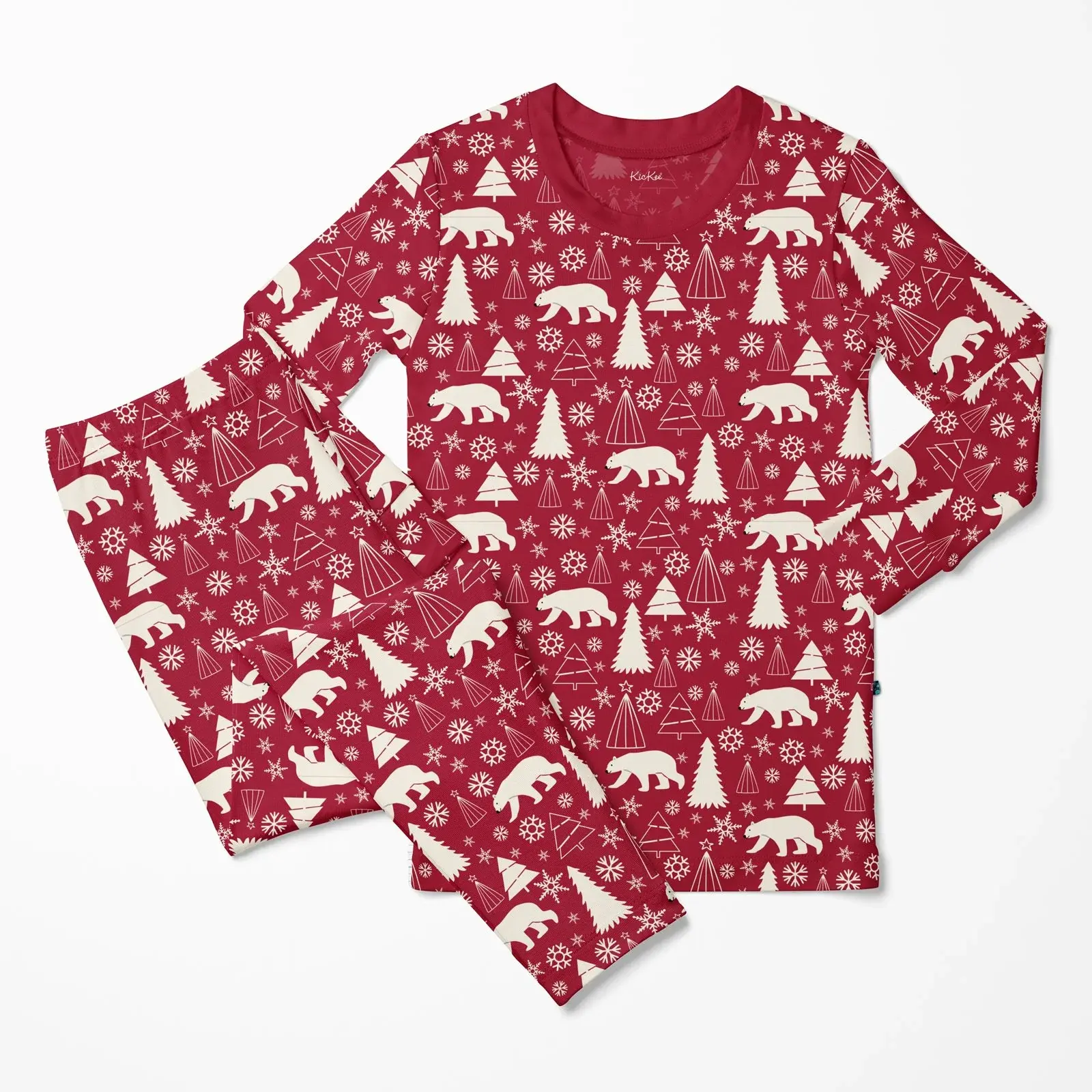 Kickee Pants Print Long Sleeve Pajama Set - Crimson Polar Bear