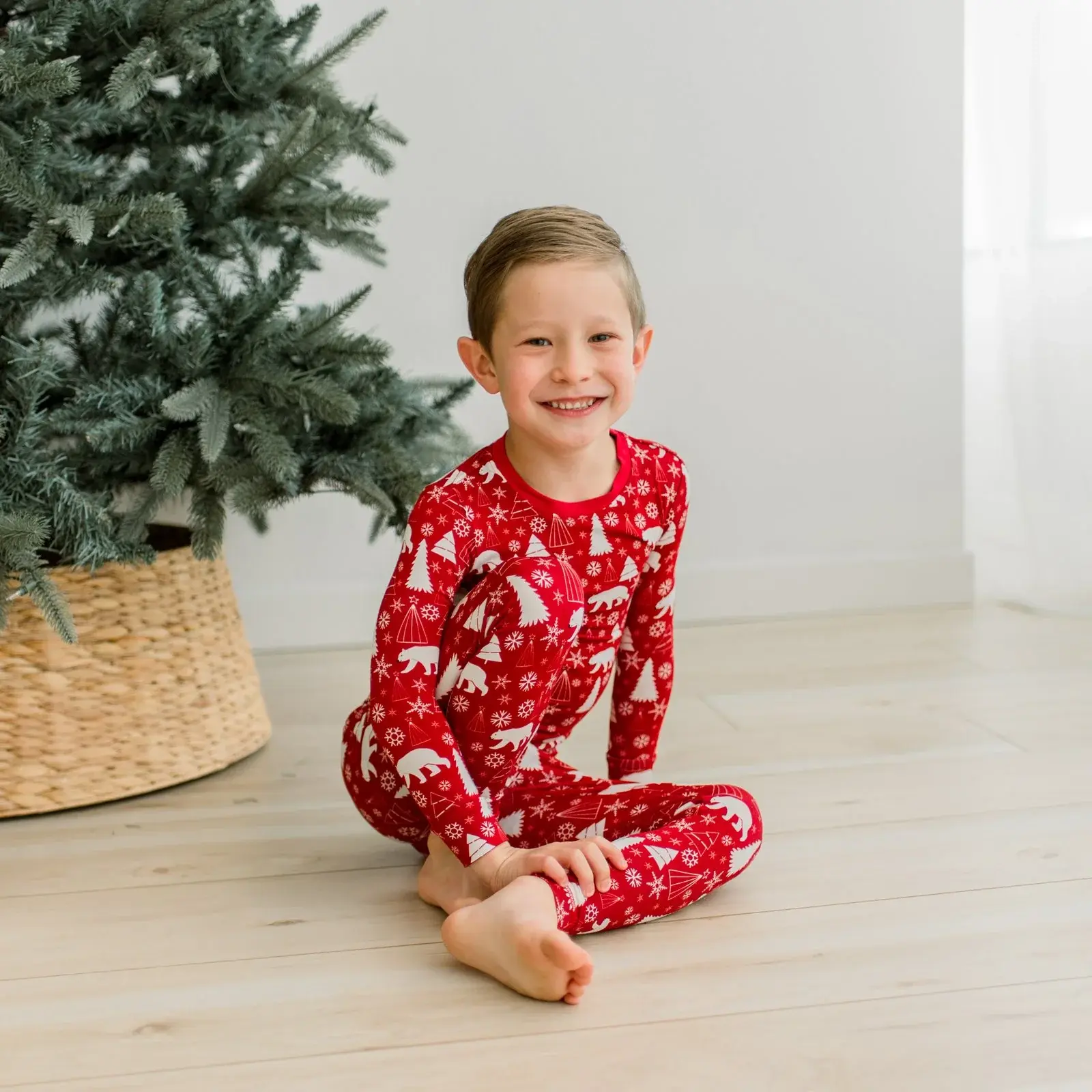 Kickee Pants Print Long Sleeve Pajama Set - Crimson Polar Bear