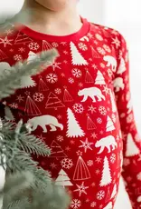 Kickee Pants Print Long Sleeve Pajama Set - Crimson Polar Bear