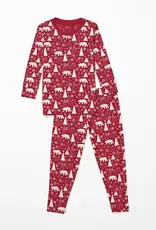Kickee Pants Print Long Sleeve Pajama Set - Crimson Polar Bear