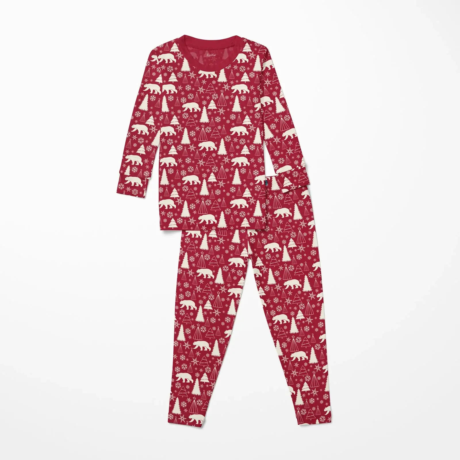 Kickee Pants Print Long Sleeve Pajama Set - Crimson Polar Bear