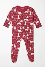 Kickee Pants Print Footie with 2 Way Zipper - Crimson Polar Bear