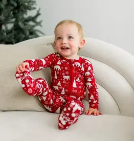 Kickee Pants Print Footie with 2 Way Zipper - Crimson Polar Bear