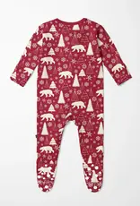 Kickee Pants Print Footie with 2 Way Zipper - Crimson Polar Bear