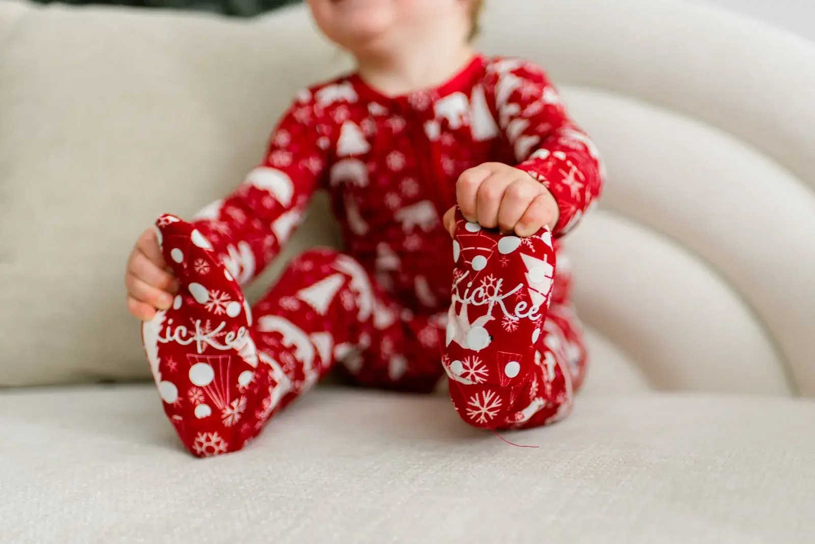 Kickee Pants Print Footie with 2 Way Zipper - Crimson Polar Bear