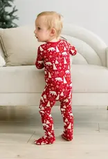 Kickee Pants Print Footie with 2 Way Zipper - Crimson Polar Bear