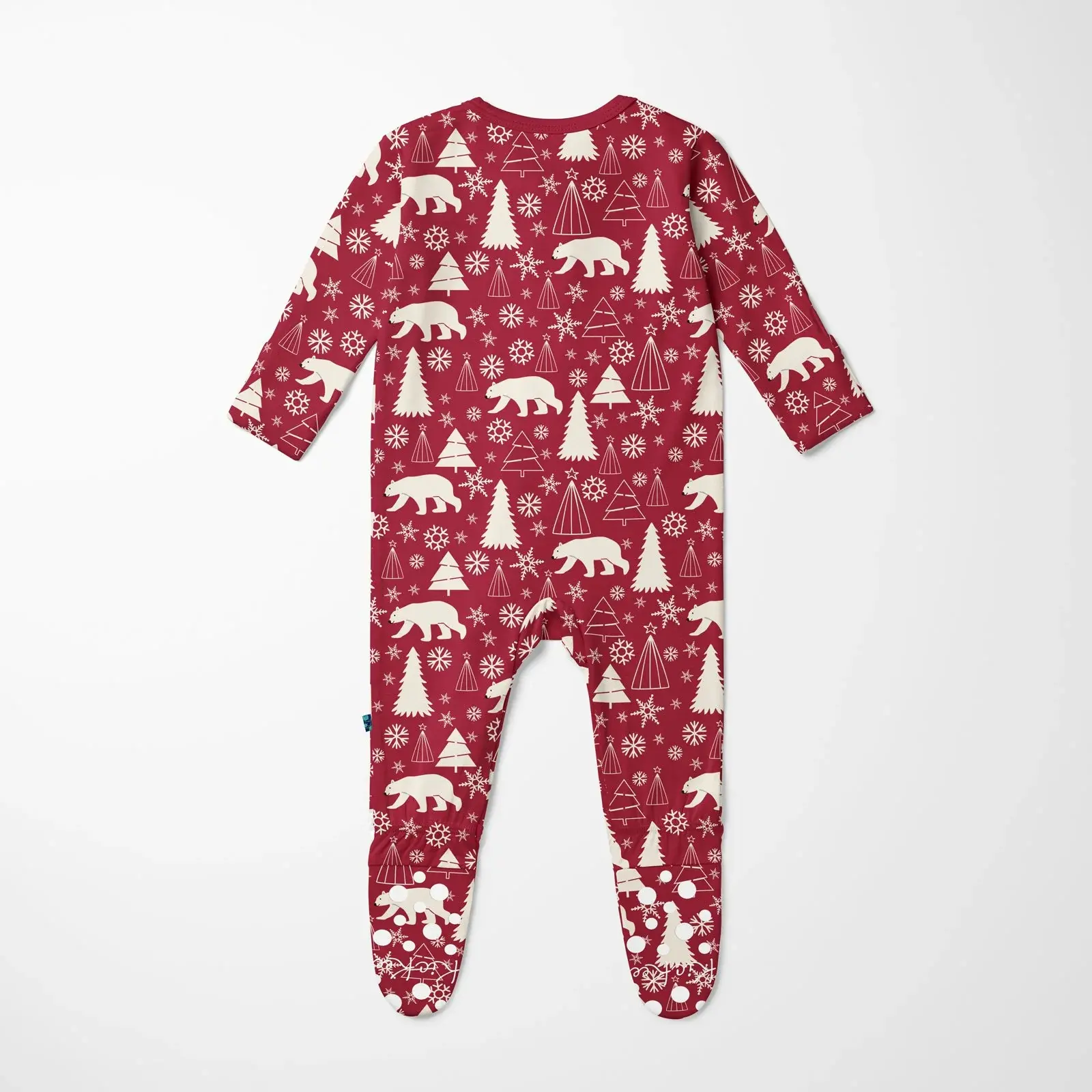 Kickee Pants Print Footie with 2 Way Zipper - Crimson Polar Bear