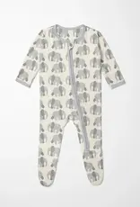 Kickee Pants Print Footie with 2 Way Zipper - Natural Elephants