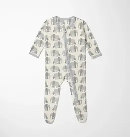 Kickee Pants Print Footie with 2 Way Zipper - Natural Elephants