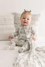 Kickee Pants Print Footie with 2 Way Zipper - Natural Elephants