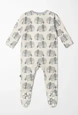 Kickee Pants Print Footie with 2 Way Zipper - Natural Elephants