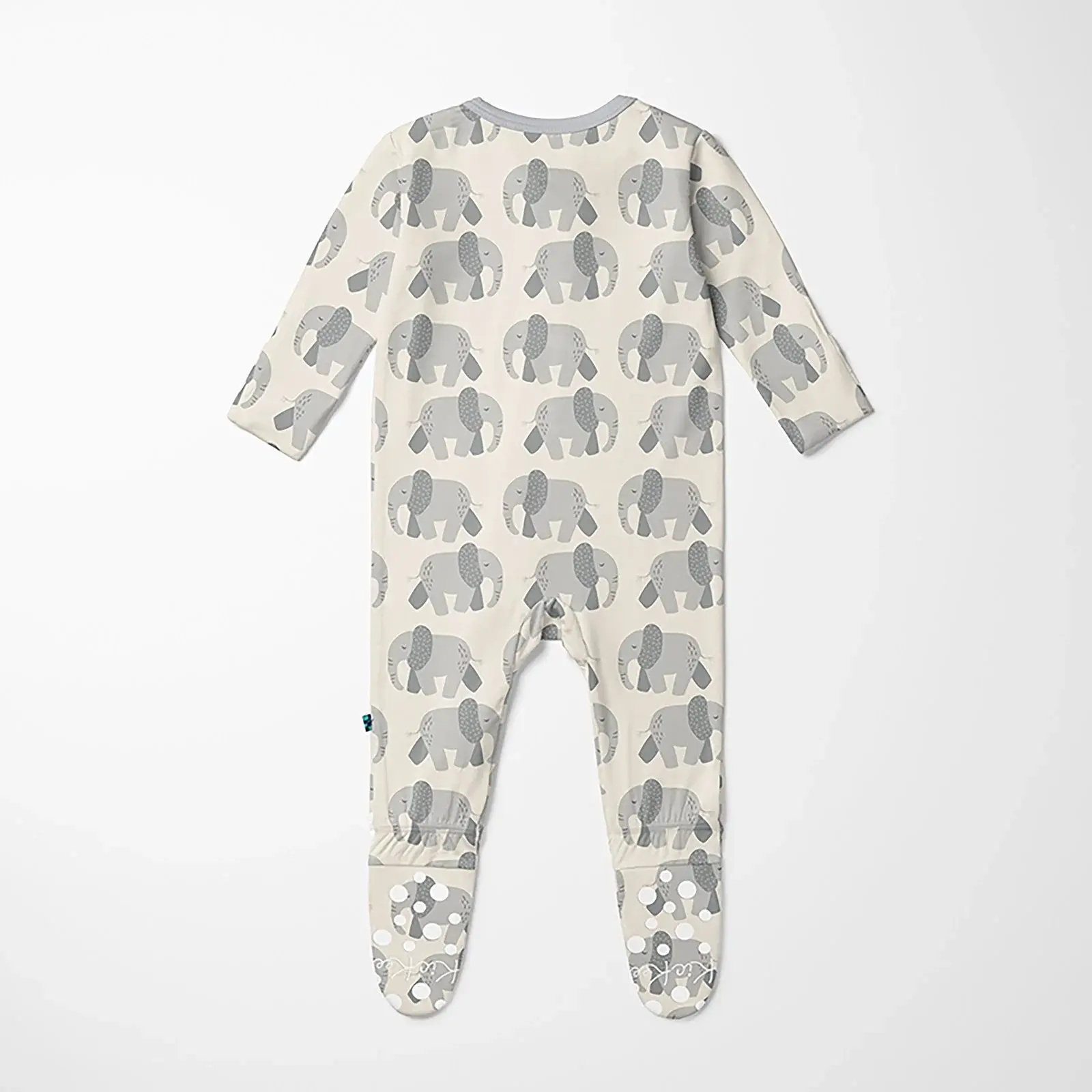 Kickee Pants Print Footie with 2 Way Zipper - Natural Elephants