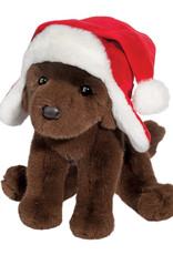 Douglas Chocolate Lab With Santa Bomber Hat