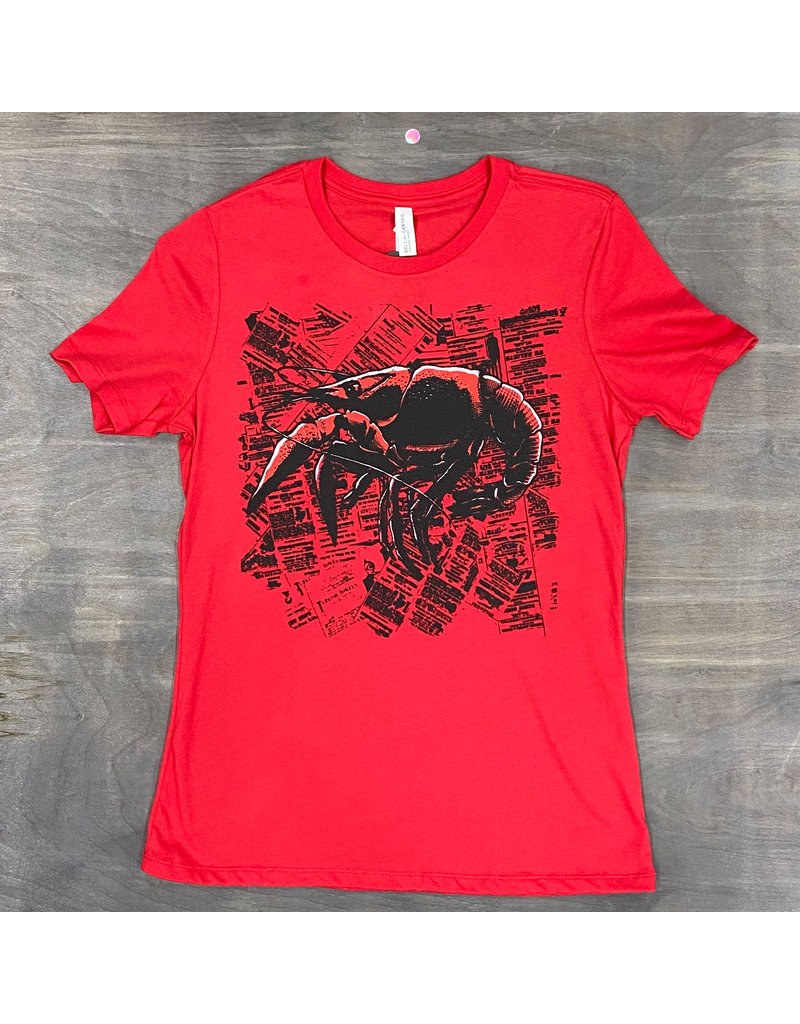 Crawfish Newsprint Womens Relaxed Fit Tee