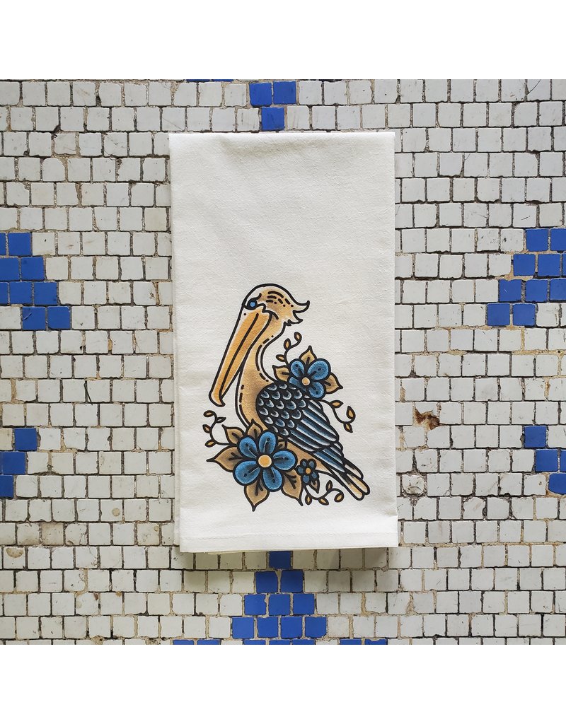 Pelican Tattoo Tea Towel
