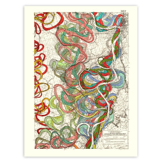 Mississippi River Meander Map Meandering Mississippi River Print #11 - Parish Ink