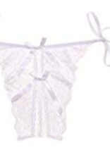White Side tie Crotchless Lace Panty - O/S