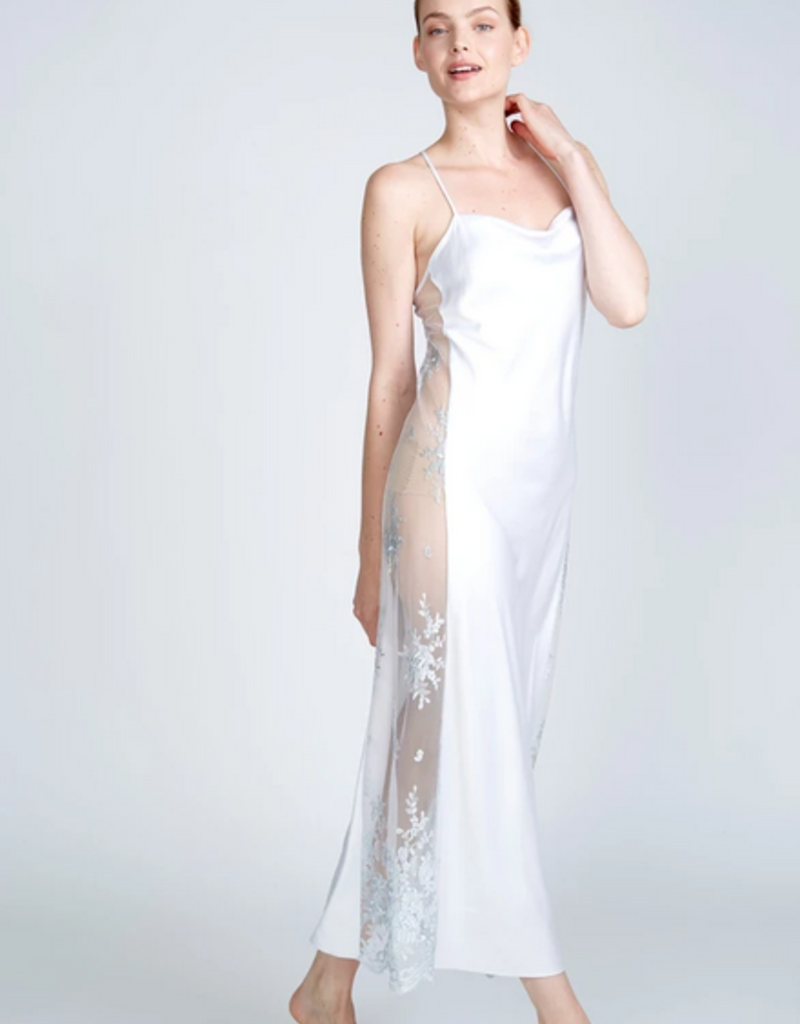 Rya Collection Darling Long Satin Gown with lace Panel