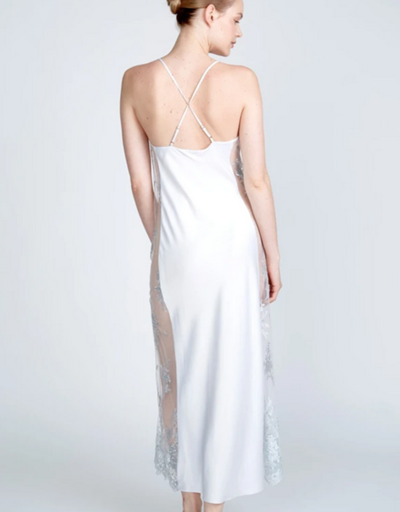 Rya Collection Darling Long Satin Gown with lace Panel