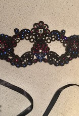 Lace Embroidered Mask - Black with Swarovski Crystals
