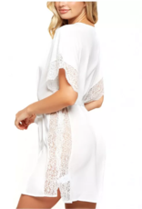 Sherry Lace side white Short Sleeve satin Robe