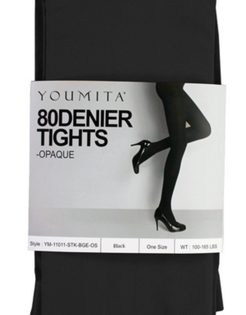 Youmita 80 Denier Black Tights - O/S