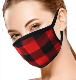 Anemone Black and Red Buffalo Check Face Mask - O/S