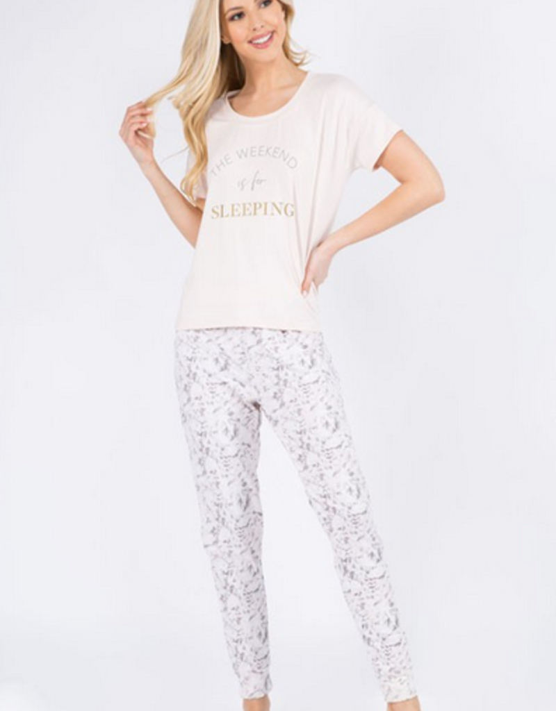 Anemone Brushed Super Soft Pajama Set - Tshirt and Jogger TWO PIECE SET