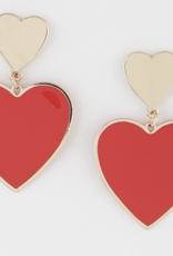 Red and Gold Heart Dangle Earrings