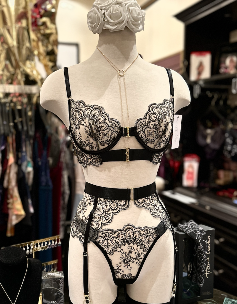 Lingerie By Coco Embroidered lace 5 piece set - coco- Black