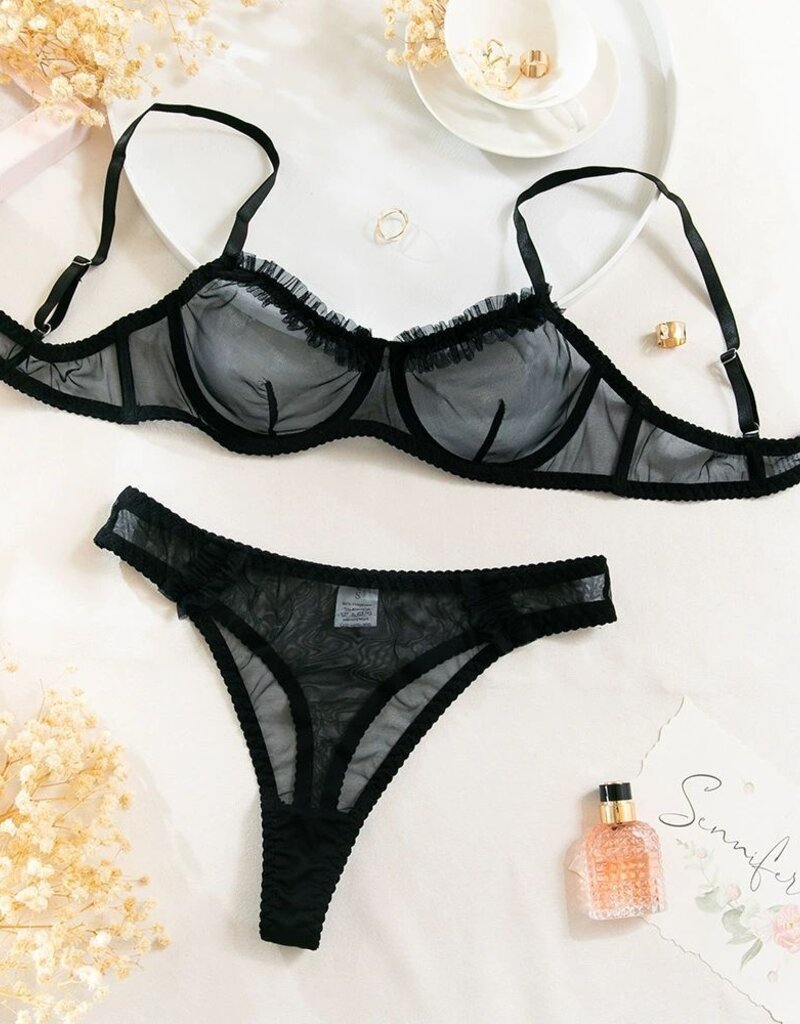 Lingerie By Coco Whisper Sheer Black 2 Piece Set