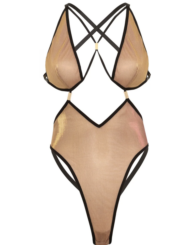 Oh La La Cherie Jade Iridescent Strappy Teddy Bodysuit