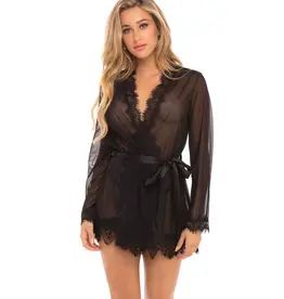 Oh La La Cherie Provence Mesh Robe w Lace Trim