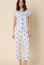 The Cat's Pajamas Cats pajamas S/S Capri button up pajama Set Pima Cotton