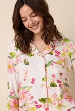 The Cat's Pajamas Pima L/S Knit Pajama button up TWO pc Set cats pajamas
