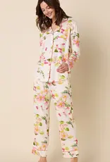 The Cat's Pajamas Pima L/S Knit Pajama button up TWO pc Set cats pajamas