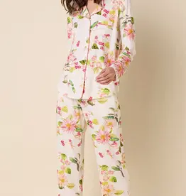 The Cat's Pajamas Pima L/S Knit Pajama button up TWO pc Set cats pajamas