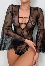 Lingerie By Coco Enchantress Lace Long Sleeve Bodysuit - Coco
